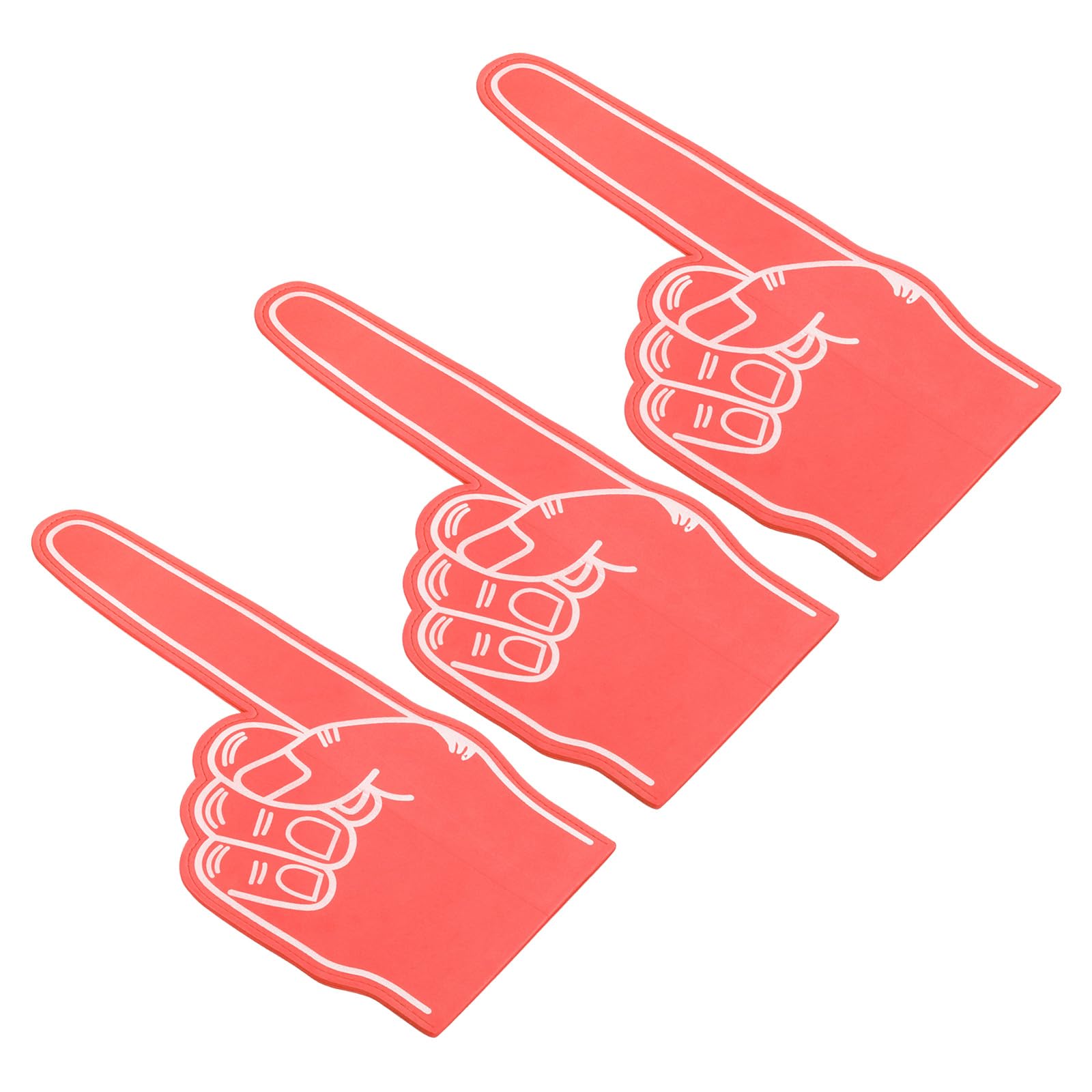 PATIKIL Giant Foam Finger 18 Inch, 3 Pack EVA Number 1 DIY Blank Foam Hand Cheerleading for Sports Events Spirit Games Party, Red