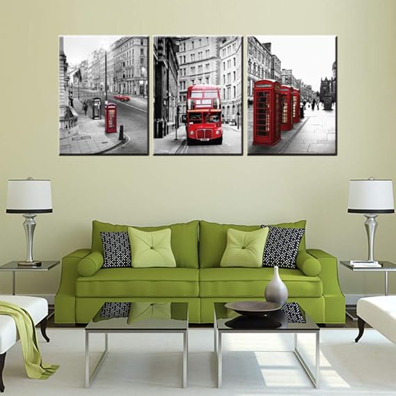 YXWLKG 3 Piezas De Lienzo 3 Piezas Lienzo Pintura Cabina telefónica