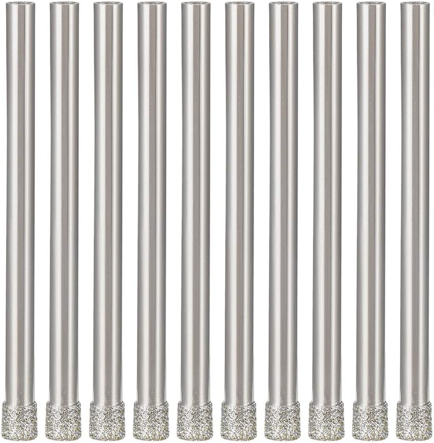 sourcingmap 10PCS 5/32-inch(4mm) Diamond Coated Hole Saw Drill Bits for Glass Ceramic Tile Marble Rock Porcelain Bottles Pots Brick