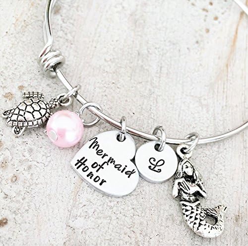 Maid of Honor Adjustable Silver Bracelet - Mermaid of Honor Wedding Proposal Gift
