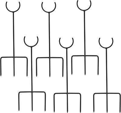 Lights4fun Set of 6 Mini Black Iron Shepherd’s Hooks for Garden Lights