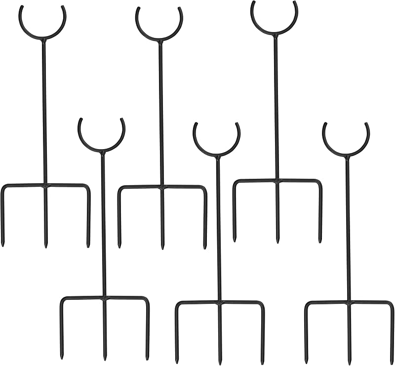 Lights4fun Set of 6 Mini Black Iron Shepherd’s Hooks for Garden Lights