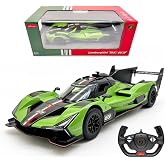 RASTAR 1/14 Licensed Le Mans RC Car for Lamborghini SC63, Green | Ideal Gift for 6+, Rich Detail Race Car Model with Openable Doors, Working Lights &amp; 2-Speed Switch for Play &amp; Display, 10150