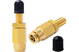 DYTCYL 1/4" Air Inflation Schrader Valve with Push To Connect(DOT Approved) for 1/4" OD Air Line Tubing Air Bags Spring Suspension for Semi Truck Trailers（2 Pack)