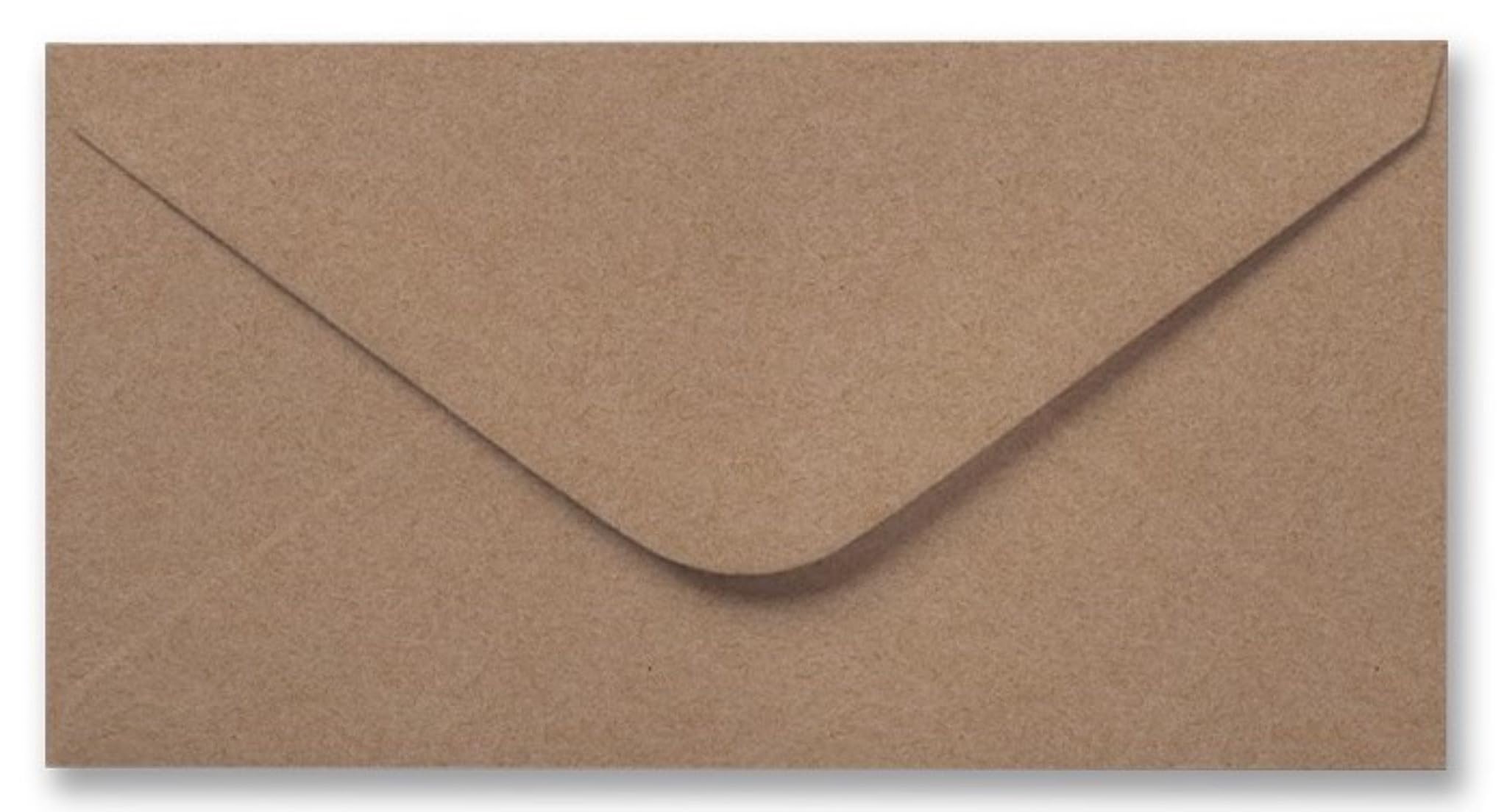 100 Pack DL Kraft Envelopes - 110mm x 220mm - Gummed 110gsm – Eco-Friendly Natural Brown