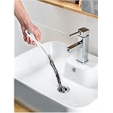 2-Piece Flexible Drain Brush Sink Unblocker Elastic Hose Pipe Straw Cleaning Brush with Handle Kitchen Drain Unblocker Wire Cleaner Bathroom Toilet Pipe Dredging Cleaning Hair Catcher Rod