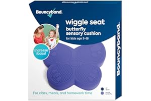 BOUNCY BANDS Shaped Wiggle Seats by Bouncyband–Purple Butterfly, 13”x11”x2.2”–Inflatable Sensory Cushion for Kids, Improves Student Productivity and Focus, Comes with Easy-Inflation Pump to Customize Firmness