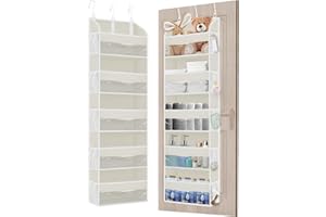 TAHAVICE 2 Pack Over The Door Storage Organizer with 5 Pockets 10 Mesh Pockets, 44 lbs Weight Capacity Door Hanging Organizer
