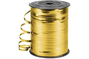 HimBen 500 Yards 3/16" Metallic Curling Ribbon Gold, Shiny Balloon String 1 Roll for Gift Wrapping, Laser Curly Ribbon for Birthday Wedding Party Festival Decoration, Baby Shower, Art Crafts