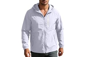 Men's Lightweight Hooded Jackets with Zip Pockets UPF50+ Sun Protection Windbreaker Coat Shell Jacket for Outdoor Hiking