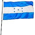 DANF Honduras Flag 3x5 Ft Thick Polyester, Fade Resistant, Brass Grommets, Canvas Header, Double Sided Honduran National Flags 3 x 5 Feet
