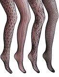 Vero Monte 4 Pairs Women's Hollow Out Patterned Fishnet Pantyhose Tights