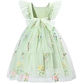 Tutu.kk Toddler Girls Vintage Party Dress Ruffled Sleeve A-Line Tulle Flower Girl Dresses for Wedding,Birthday