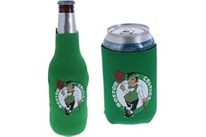 KOLDER NBA Basketball Team Color Logo Can & Bottle Holder Insulator Beverage Cooler Set (Boston - Solid Logo (Celtics))