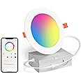 SikSog Smart Recessed Lighting 6 Inch RGBCW Color Changing 16W LED Downlight with Junction Box,1350 Lumen Recessed Ceiling Light Compatible with Alexa,Dimmable by Bluetooth Control -1Pack