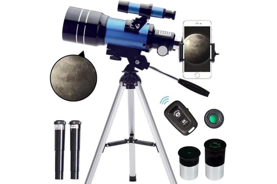 ToyerBee Telescope for Adults & Kids, 70mm Aperture (15X-150X) Portable Refractor Telescopes for Astronomy Beginners, 300mm P