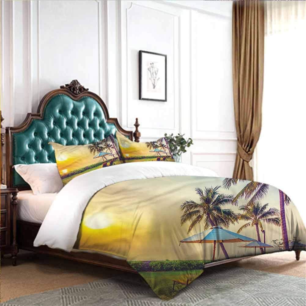 KaMiao Bedding Sets 4 Piece Palm Trees Beach Twilight Twin