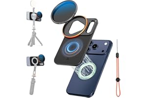 K&F CONCEPT Double-sided Magnetic Lens Filter Mount Adapter with 58mm Variable ND2-32 Filter, Compatible with iPhone 17 Pro M