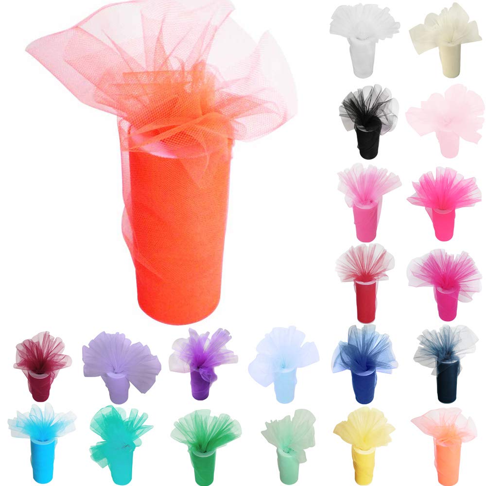 Time to Sparkle 6 Inchs x 25yards/75FT Tulle Roll Spool Tutu Party Birthday Wraping Crafts Bridal Bow Skirt Wedding Decor, Burnt Orange — image 1