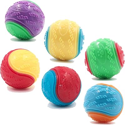 Sricam 6Pcs Squeaky Dog Ball Toy 6.5cm TPR Chew Treat Puppy Training