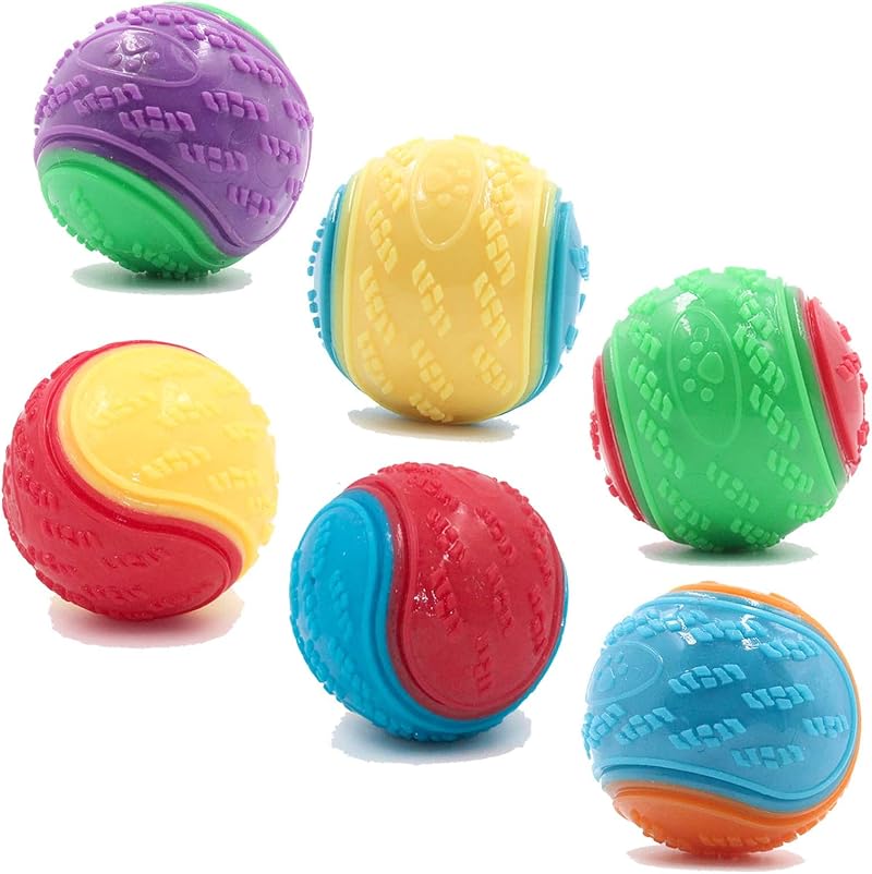 Sricam 6Pcs Squeaky Dog Ball Toy 6.5cm TPR Chew Treat Puppy Training