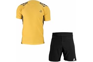 2BOLD MMA, BJJ Short Sleeve Compression Shirt For Men, Jiu Jitsu Shorts 2PC Moisture Wicking Gym Set