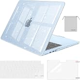 MOSISO Compatible with MacBook Air 13 inch Case M5 M4 M3 M2 2026-2022 | 4 in 1 Kit Bling Sparkly Hard Shell for MacBook Air 13.6 inch Case, Glitter Cover, A3449 A3240 A3113 A2681, Sky Blue