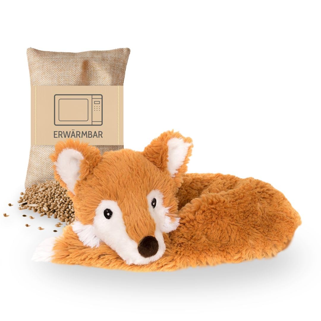 Habibi Plush Coussin de cou Renard Coussin avec chaleur Velcro avec garnissage 100% naturelle millet et de Aroma