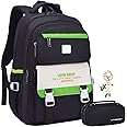 WYCY Backpack for Boys, Kids Backpack for School Large Capacity School Bag with Laptop Compartment Pencil Case (Boys Backpack Black)