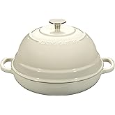 EDGING CASTING Enameled Cast Iron Dutch Oven Pot with Lid, Round Bread Oven for Homemade Sourdough Bread Baking, 6 Quart, White