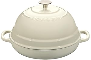 EDGING CASTING Enameled Cast Iron Dutch Oven Pot with Lid, Round Bread Oven for Homemade Sourdough Bread Baking, 6 Quart, Whi