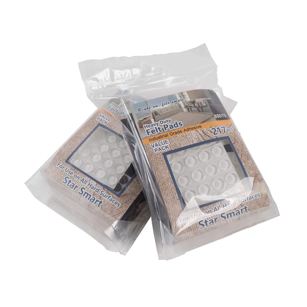 Felt Furniture Pads 217 PCS All Size Self Stick Furniture Feet Wood Floor Protectors for Furniture for Hardwood Floors (Brown) with Cabinet Door Bumpers by STAR SMART