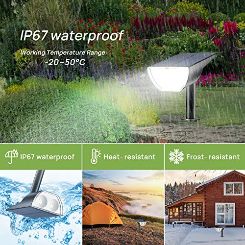 Linkind 6er StarRayS Gartenleuchte Solar, 6500K Kaltweiß Solarleuchte Licht-Sensorik, IP67 Wasserdicht Außenwandleuchte… – Bild 7