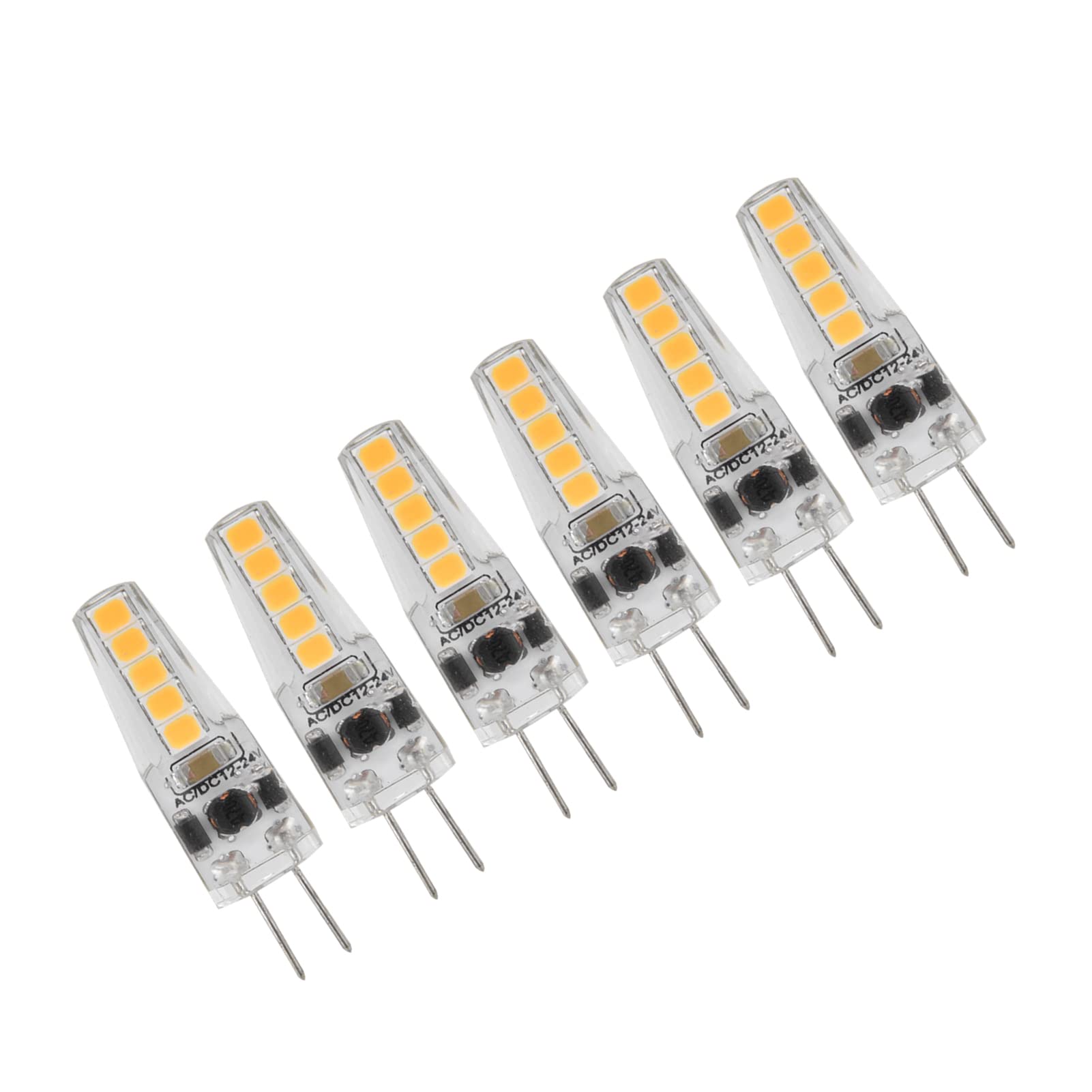 Fafeicy 10pcs G4 LED Bulbs, 2W 3000K AC 12‑24V Bi Pin Base Dimmable Bulbs for Chandelier Ceiling Lamp Table Lamp Warm White