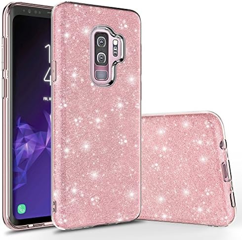 Galaxy S9 Case, Rosebono Cute Fashinon Slim Luxury Shinning Sparkle Bling Classy Glitter Sparkle Girl Girly Women Protective Shockproof Case Cover for Samsung Galaxy S9 (Pink)
