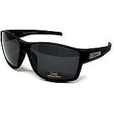 LOCS Hardcore Shades Large Frame Sports Sunglasses, Matte Black Frame with Smoke Gray Lenses