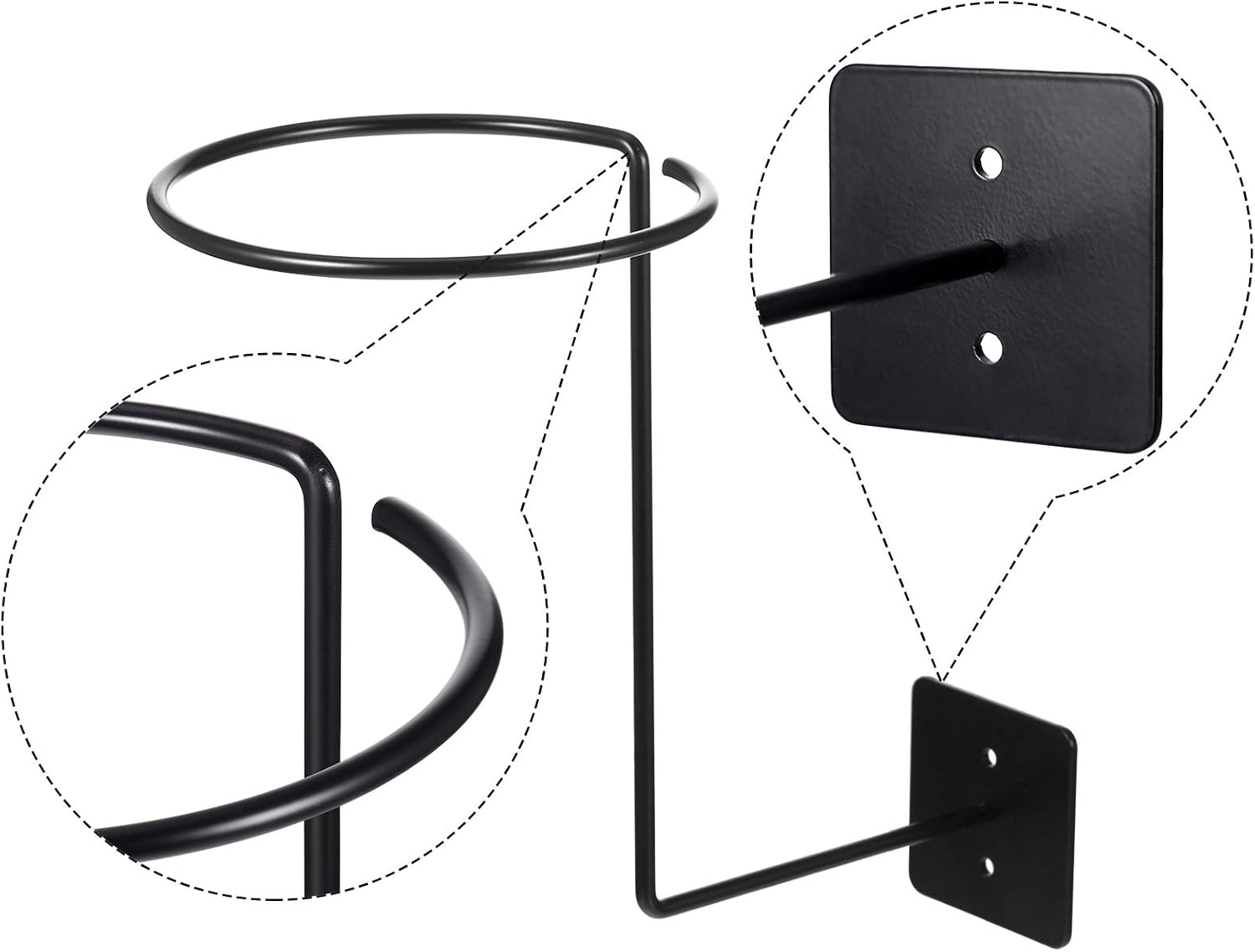 4 Pieces Wall-mounted Motorcycle Accessories Black Helmet Holders Metal Helmet Hangers Multifunctional Helmet Racks with 4 Pieces Sponge Tubes and 8 Pieces Expansion Screws for Basketball Hat Cap - Image 5