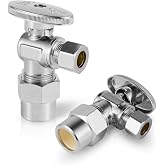 2Pack Seelink 1/2"CPVC x 3/8"OD Compression Angle Stop Valve(VALVE070-2) | 1/4 Turn, Chrome Plated Brass