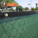 Clevr 6' x 50' Heavy Duty Green Privacy Screen Fence Commercial Grade w/Anti-Rust Grommets 140GSM 88% Blockage UV Resisting Windscreen Fabric Mesh Outdoor Backyard Shade Wall Garden | 3 Year Warranty