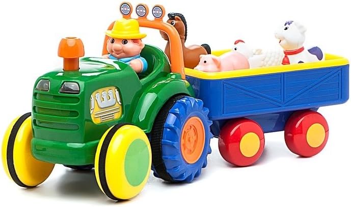 kiddieland old macdonald farm tractor & trailer set