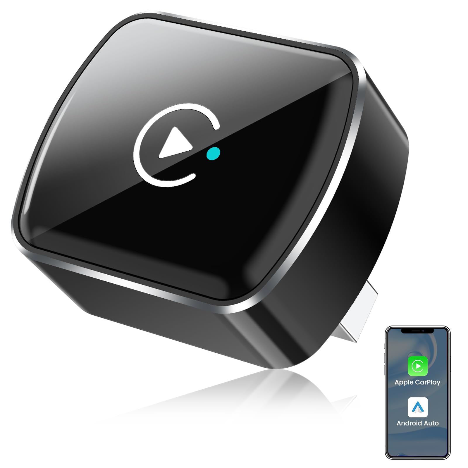 Photo 1 of Wireless CarPlay Adapter & Android Auto, 2-in-1 CarPlay Adapter Convert Wired to Wireless, Mini Size with USB A & USB-C Extension Cable, Plug & Play, Stable Connection & No Delay