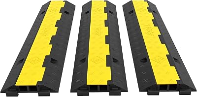 VEVOR 3 Pack 2 Channel Rubber Speed Bump Cable Protector Ramp 11000lbs per Axle