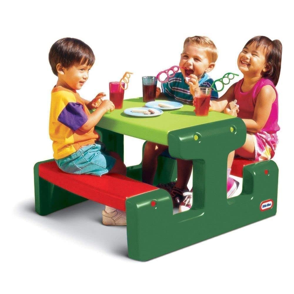 Little Tikes Junior Picnic Table Seats Up to 4 - For Homework, Projects, & Play - Evergreen