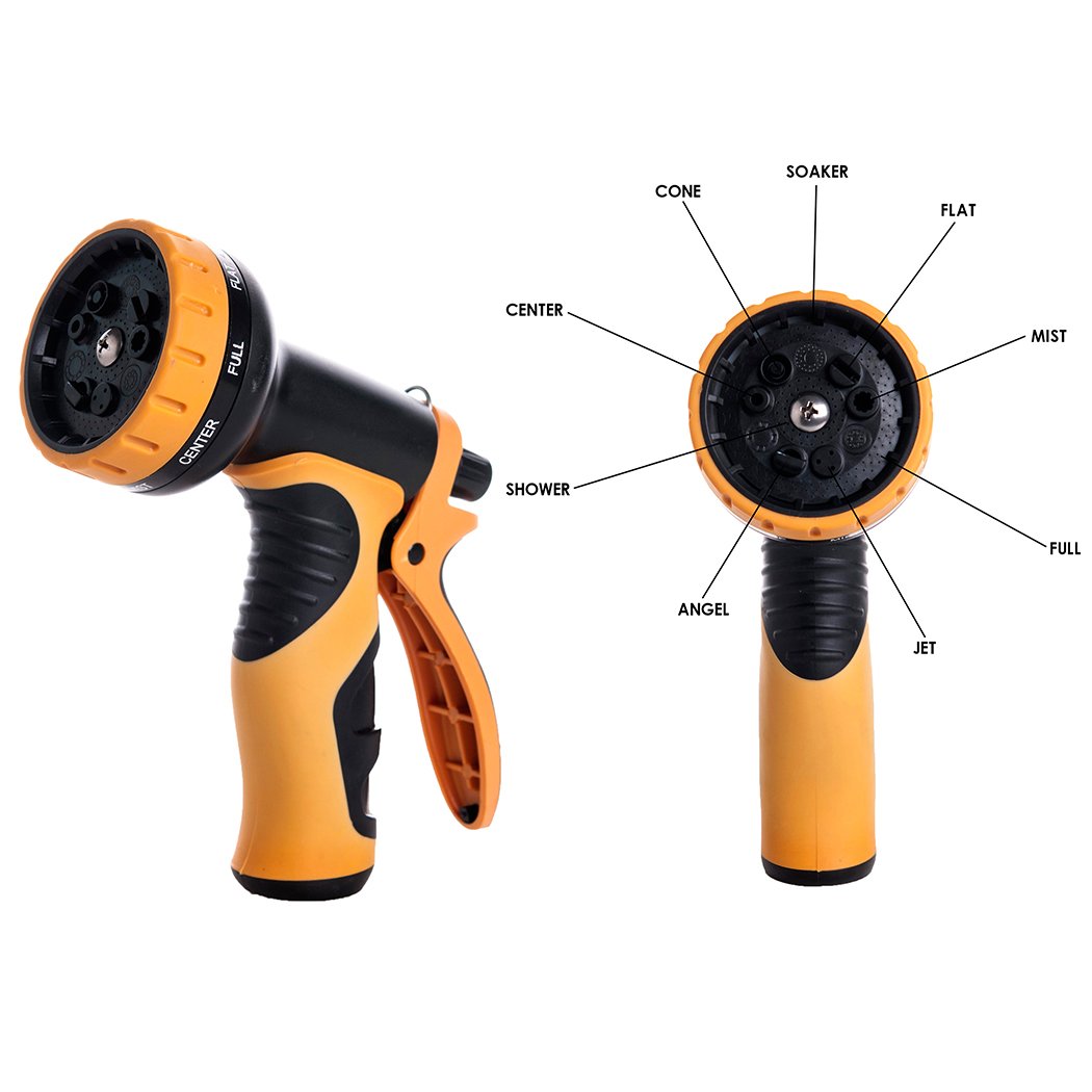 Green Land Expandable Garden Hose with 9 in 1 Spray Nozzle Double Latex Core, Solid Brass Connector for Watering Plants, Auto Wash, Cleaning Patio Garage - 100 Feet, Orange