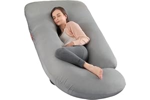 Elover Pregnancy Pillows,U-Shape Full Body Pillow Cooling Cover Dark Grey Pregnancy Pillows for Sleeping Body for Adults,Maternity Pillow (Cooling Material,Haze Grey)