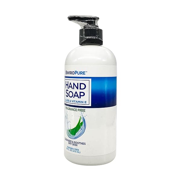 ENVIROPURE HAND SOAP FRAGRANCE FREE, CLEANSES AND SOOTHES DRY SKIN, ALOE AND VITAMIN E, 16 FLUID OUNCE