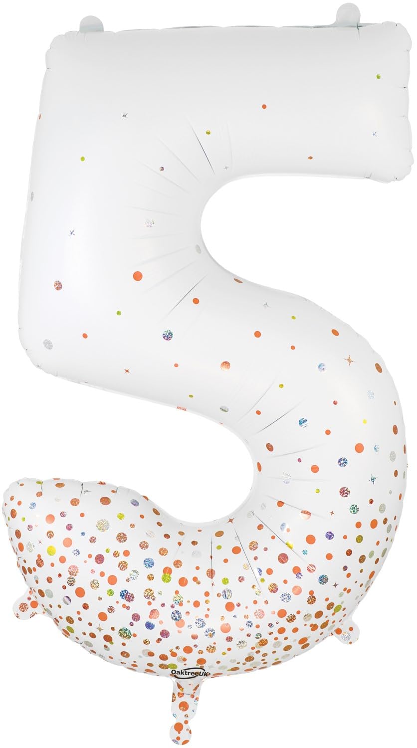 Oaktree 34" Number 5 Sparkling Fizz Holographic Rose Gold