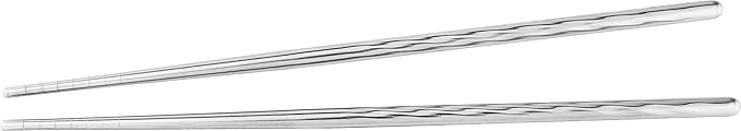 FACKELMANN Essstäbchen Asia Line, Stäbchen aus Edelstahl, Robustes Sushi-Besteck (Farbe: Silber), Menge: 10 Stück