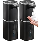 DODO MEKIA 2 Pack Automatic Foaming Soap Dispenser, 13.5oz/400mL, USB Rechargeable,9- Adjustable Foam Levels, IPX5 Waterproof, Touchless & Wall/Tabletop Use for Kitchen Bathroom, Black