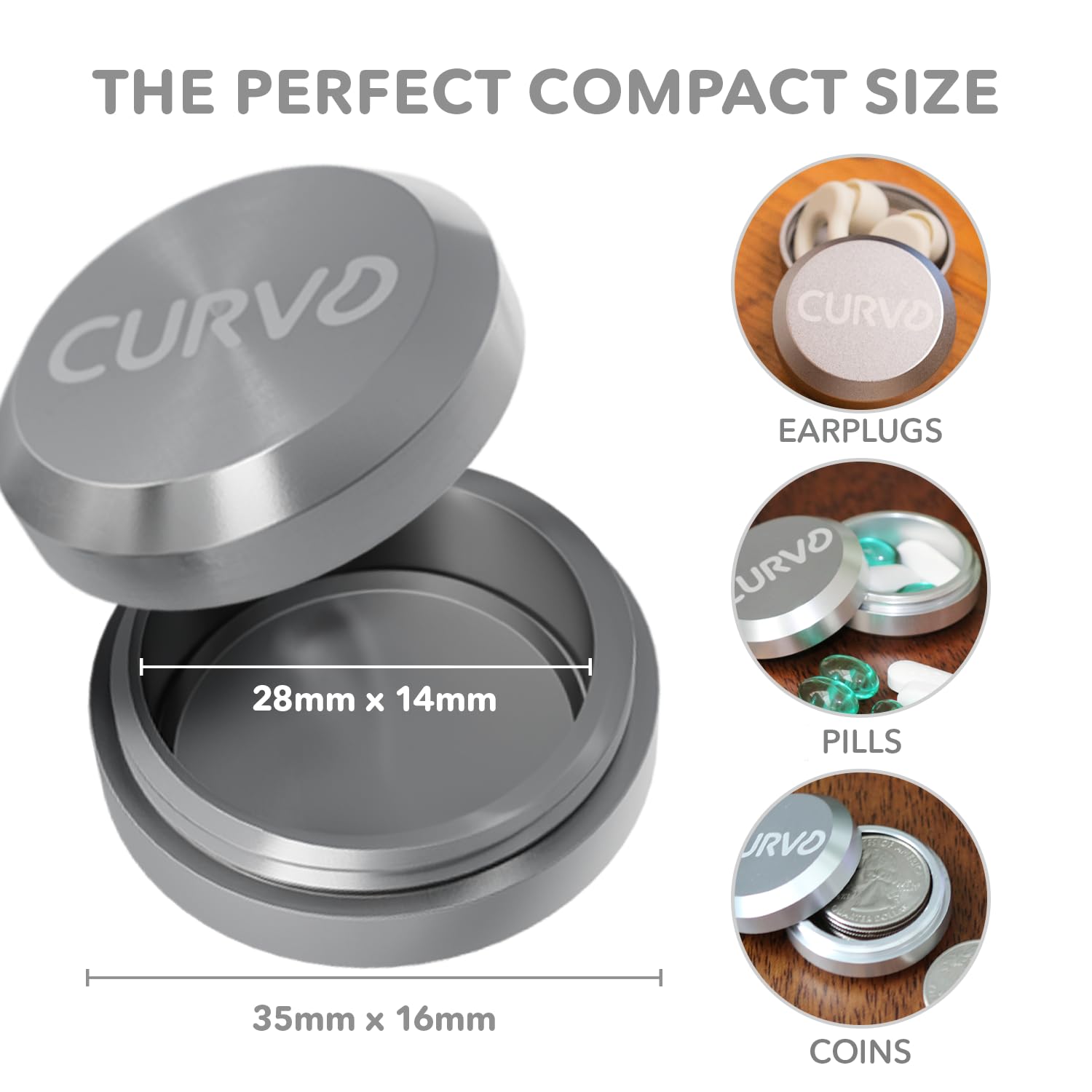 CURVD Premium Carrying Case – Durable Travel Keychain Container, Medicine Pill Organizer & Travel Pill Box, Small Waterproof Holder for Pills, Earplugs, Jewelry, Compatible with Loop, Vibes & Eargasm